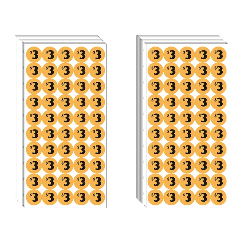 DUGUTUL 1000 pcs $3 Color-Coded Price Stickers for Garage Sale and Flea Market, 3/4"" Diameter - Bold Fonts, Clear Visibility, High Visibility, Easy Organization - Image 1